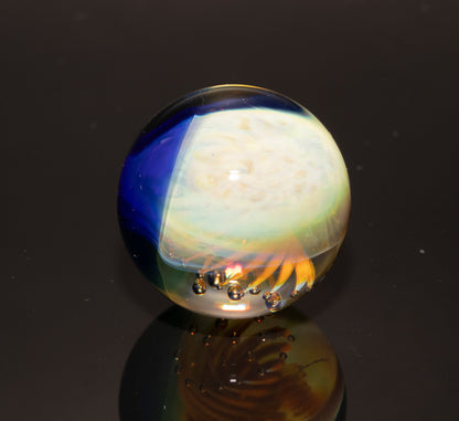 Jellyfish Glass Marble 24mm | Ocean Inspired Art Marble | Handmade Boro Glass Sphere