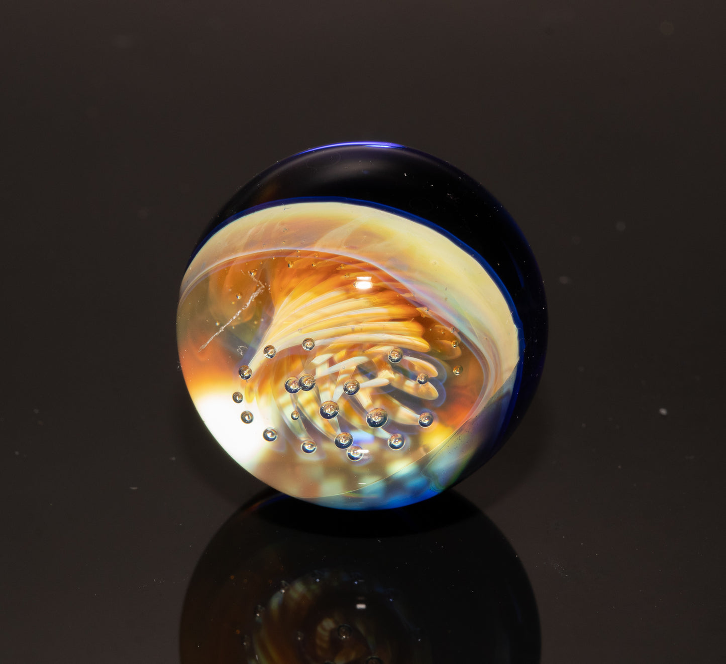 Jellyfish Glass Marble 24mm | Ocean Inspired Art Marble | Handmade Boro Glass Sphere