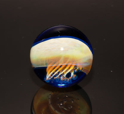 Jellyfish Glass Marble 24mm | Ocean Inspired Art Marble | Handmade Boro Glass Sphere