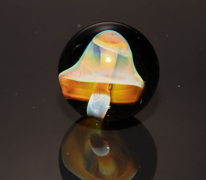 Glass Mushroom Marble 24mm | Handmade Fungi Art Marble | Borosilicate Glass Collectible | Mini Mushroom Orb