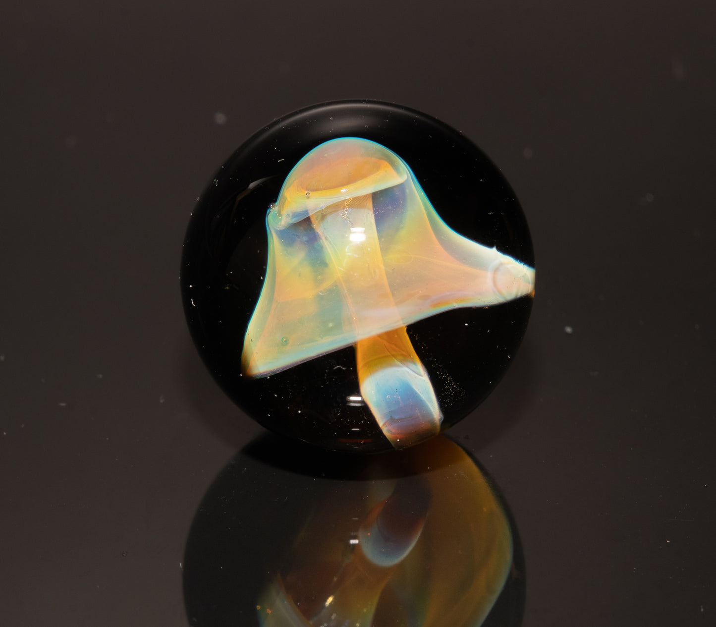 Glass Mushroom Marble 24mm | Handmade Fungi Art Marble | Borosilicate Glass Collectible | Mini Mushroom Orb