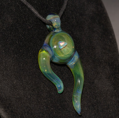 Handmade Opal Pendant | Encased White Opal Glass Necklace | Ethereal Borosilicate Jewelry | One of a Kind Glass Art