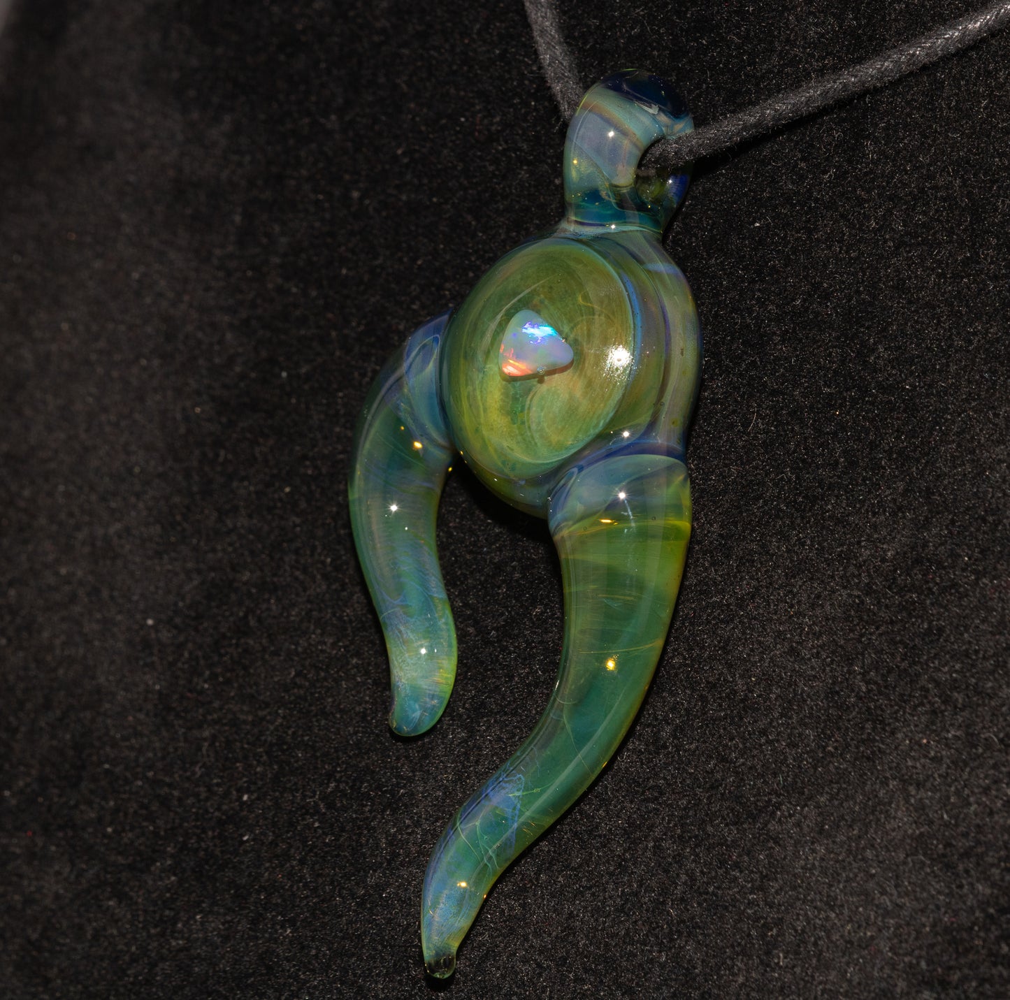 Handmade Opal Pendant | Encased White Opal Glass Necklace | Ethereal Borosilicate Jewelry | One of a Kind Glass Art
