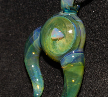 Handmade Opal Pendant | Encased White Opal Glass Necklace | Ethereal Borosilicate Jewelry | One of a Kind Glass Art