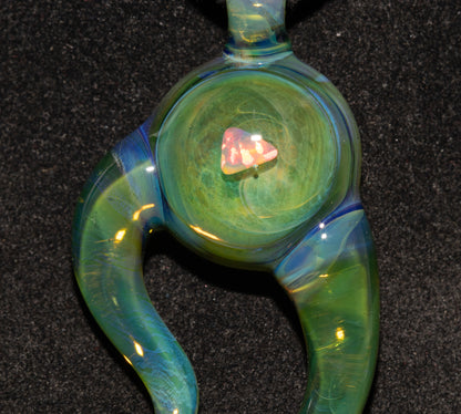 Handmade Opal Pendant | Encased White Opal Glass Necklace | Ethereal Borosilicate Jewelry | One of a Kind Glass Art