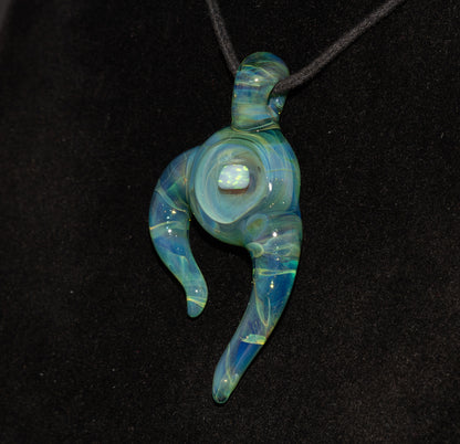 Encased Opal Glass Pendant | Organic Horned Necklace | Handblown Borosilicate Jewelry | Artisan Glass Statement Piece