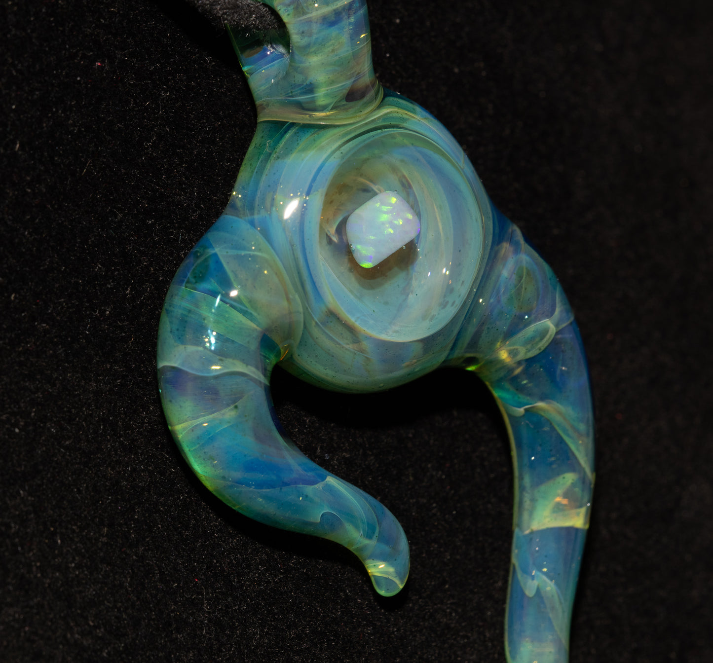 Encased Opal Glass Pendant | Organic Horned Necklace | Handblown Borosilicate Jewelry | Artisan Glass Statement Piece