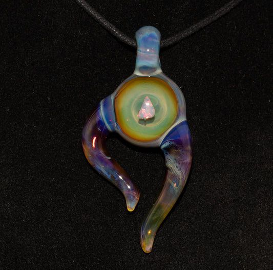 White Opal Glass Necklace | Floating Opal Borosilicate Pendant | Organic Sculptural Jewelry | Handmade Glass Art