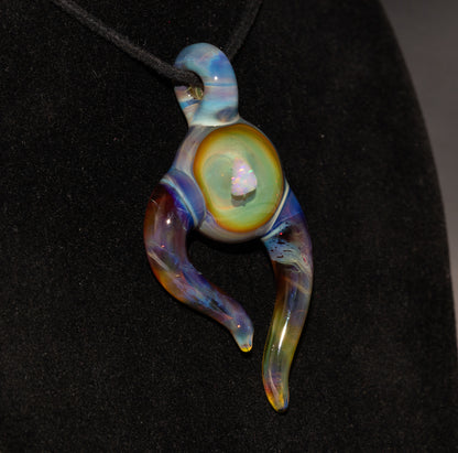 White Opal Glass Necklace | Floating Opal Borosilicate Pendant | Organic Sculptural Jewelry | Handmade Glass Art