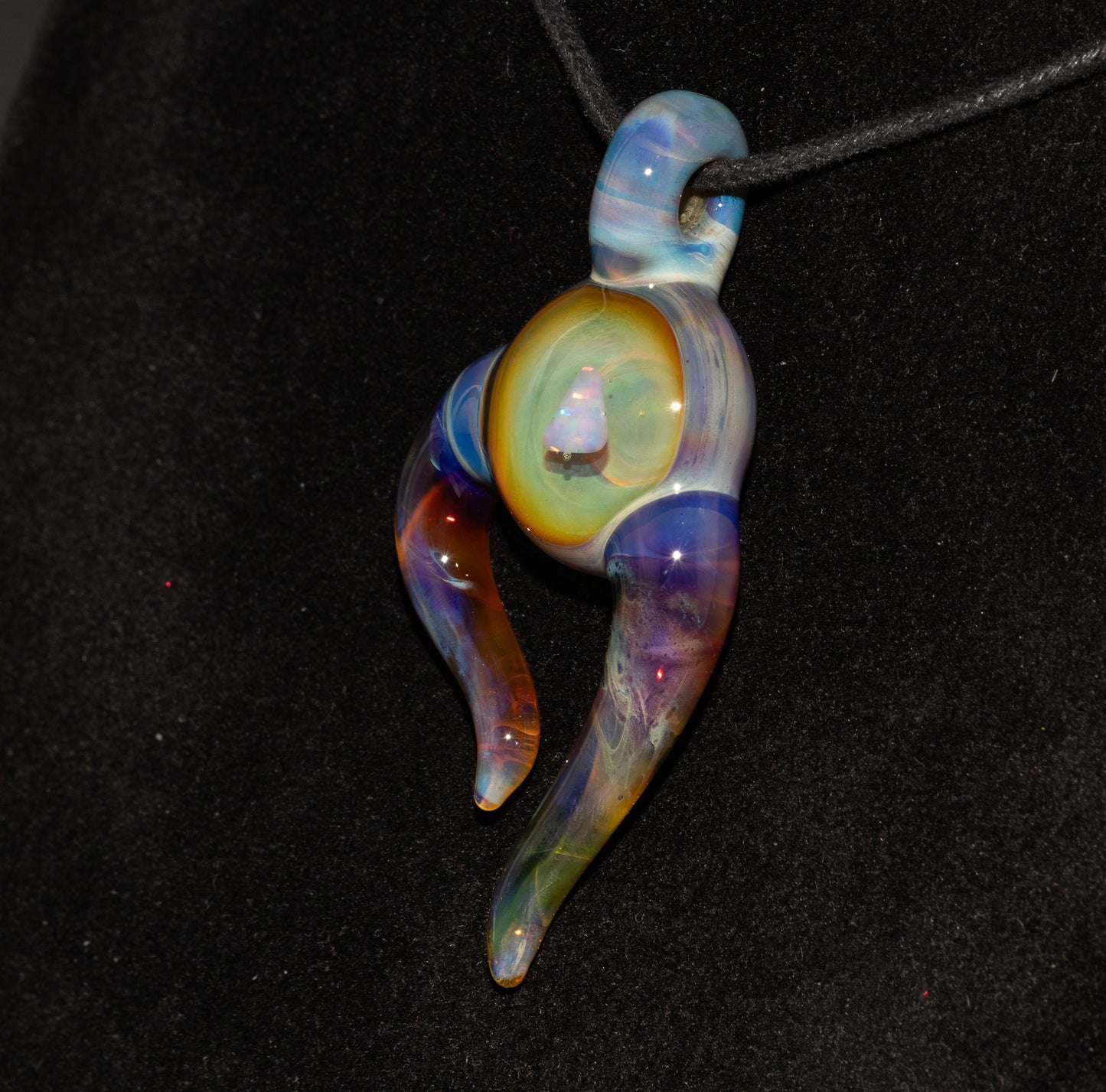 White Opal Glass Necklace | Floating Opal Borosilicate Pendant | Organic Sculptural Jewelry | Handmade Glass Art