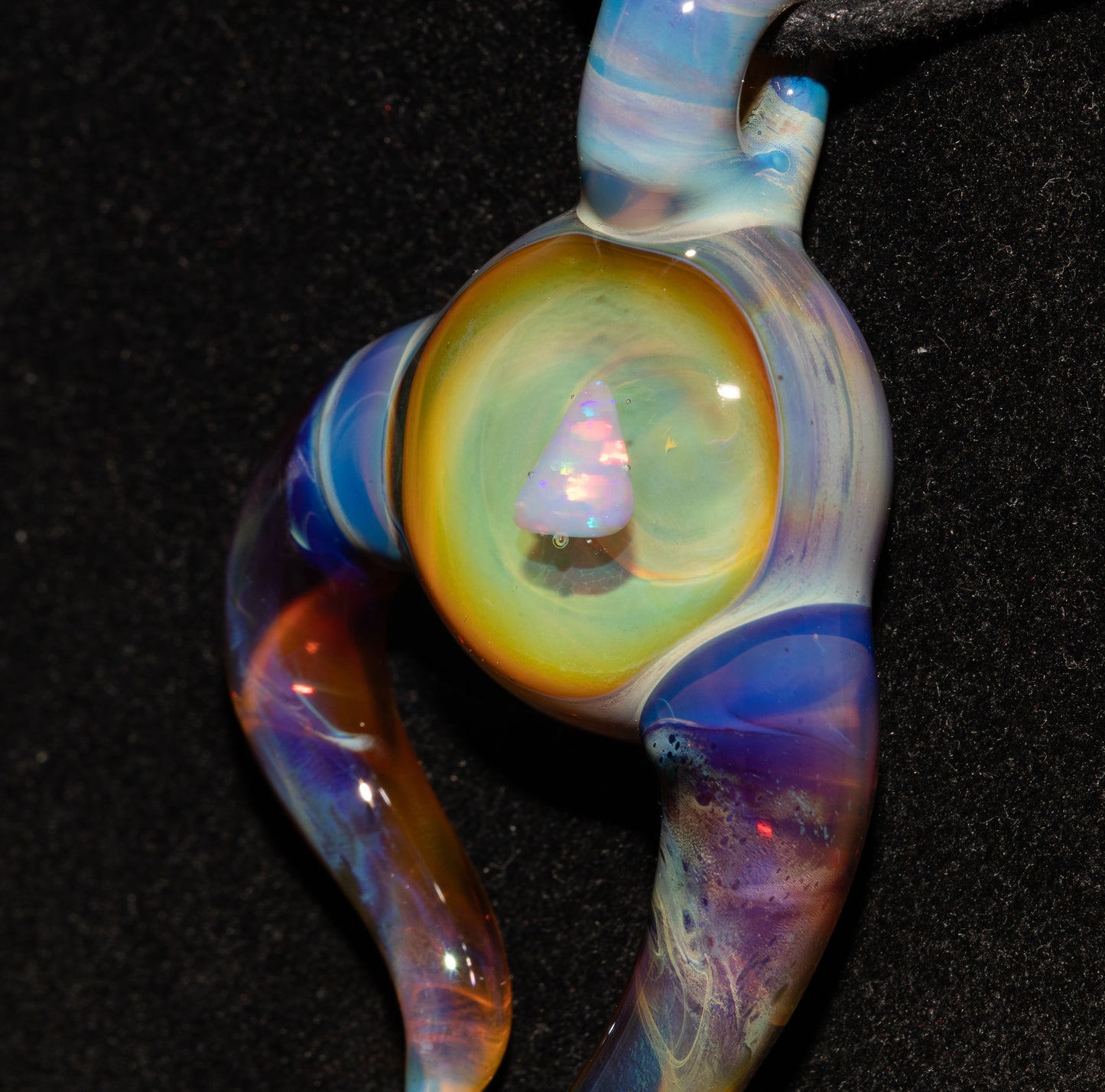 White Opal Glass Necklace | Floating Opal Borosilicate Pendant | Organic Sculptural Jewelry | Handmade Glass Art