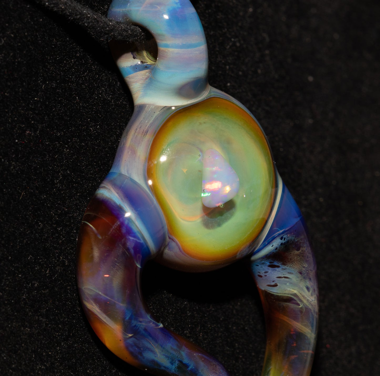 White Opal Glass Necklace | Floating Opal Borosilicate Pendant | Organic Sculptural Jewelry | Handmade Glass Art
