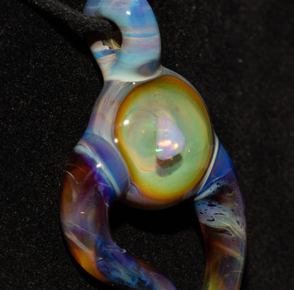 White Opal Glass Necklace | Floating Opal Borosilicate Pendant | Organic Sculptural Jewelry | Handmade Glass Art