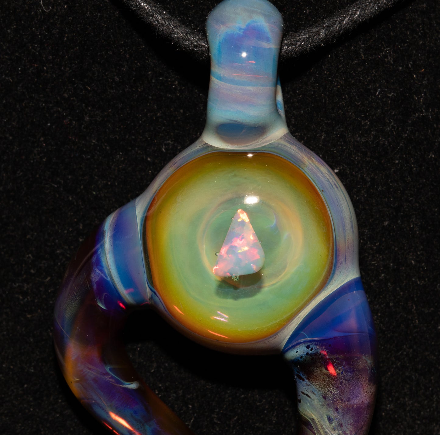 White Opal Glass Necklace | Floating Opal Borosilicate Pendant | Organic Sculptural Jewelry | Handmade Glass Art
