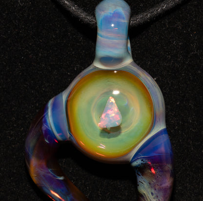 White Opal Glass Necklace | Floating Opal Borosilicate Pendant | Organic Sculptural Jewelry | Handmade Glass Art