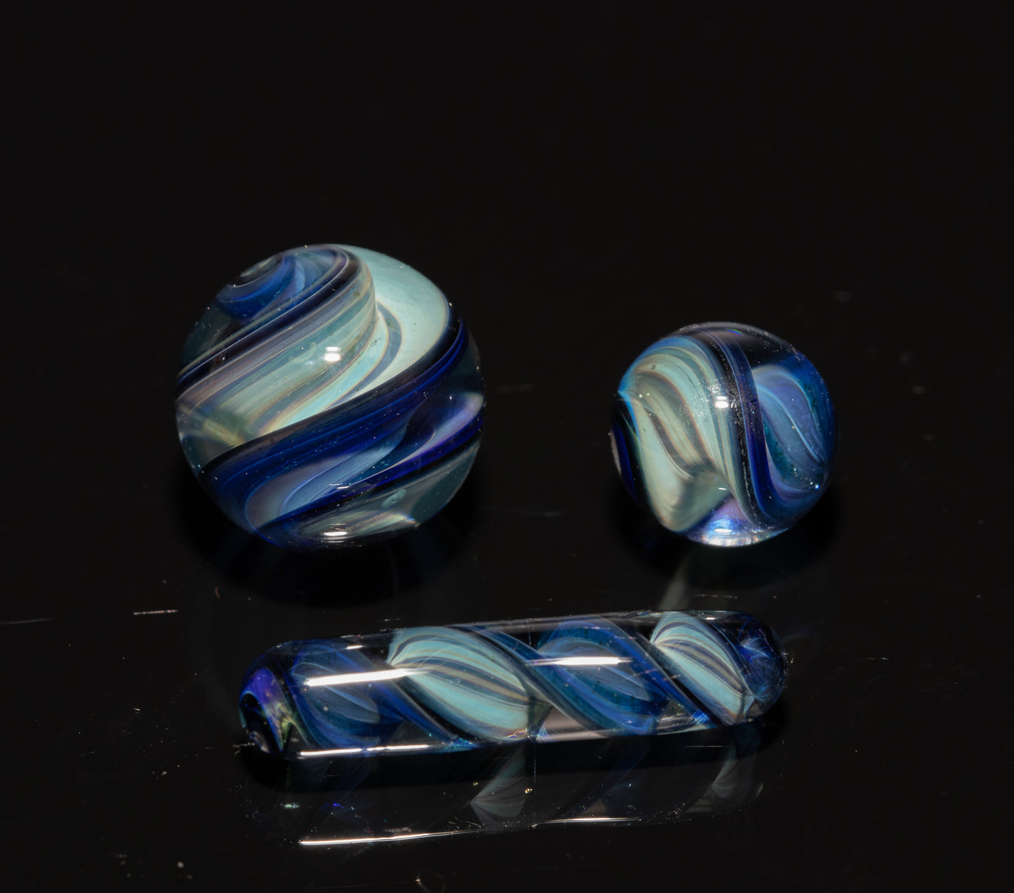 Coral Reef Glass Art Marble Set | Four Piece Ocean Inspired Borosilicate Work