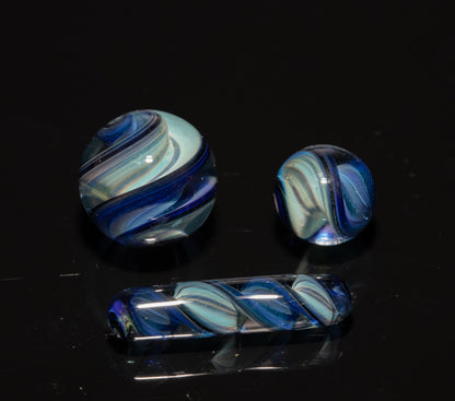 Coral Reef Glass Art Marble Set | Four Piece Ocean Inspired Borosilicate Work