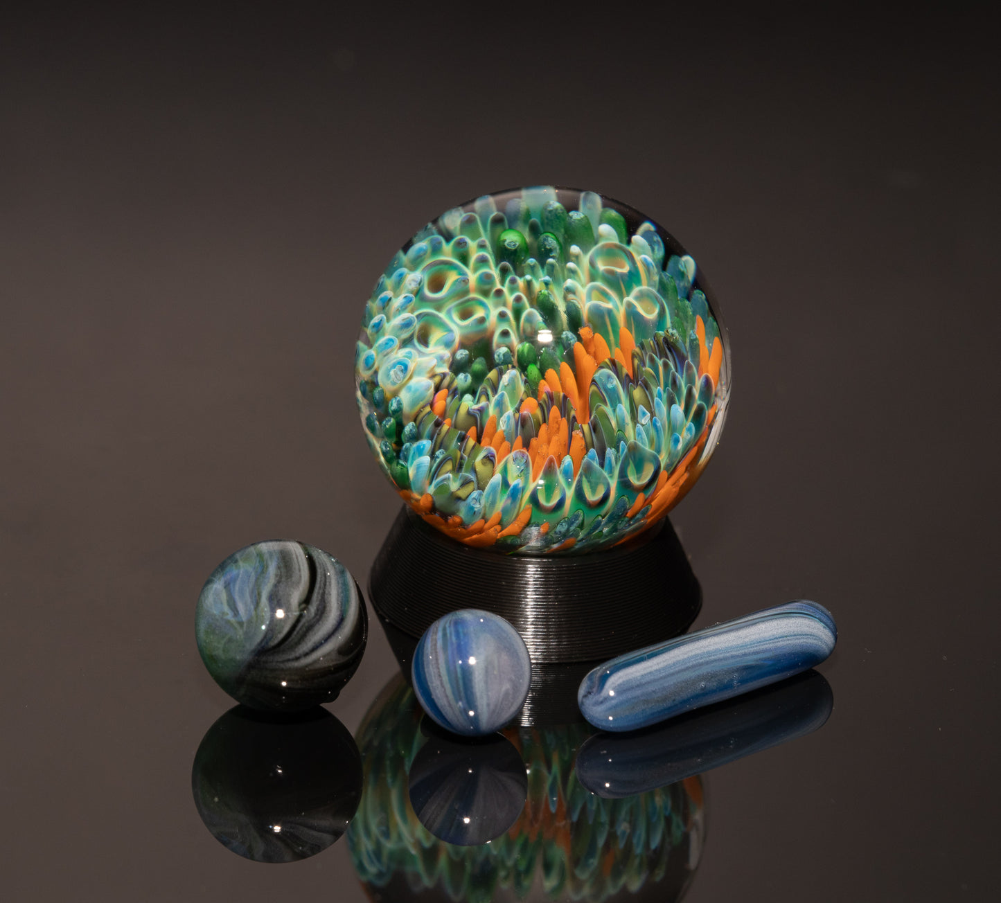 Deep Ocean Glass Marble Set | 4-Piece Handblown Borosilicate Collection