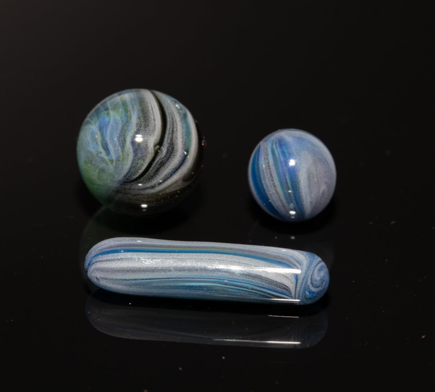 Deep Ocean Glass Marble Set | 4-Piece Handblown Borosilicate Collection