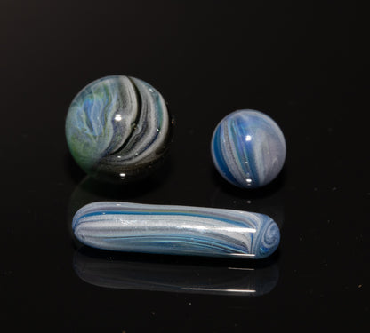 Deep Ocean Glass Marble Set | 4-Piece Handblown Borosilicate Collection
