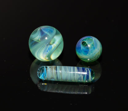 Borosilicate Ocean Marble Set | Four Piece Coral Reef Glass Art Collection