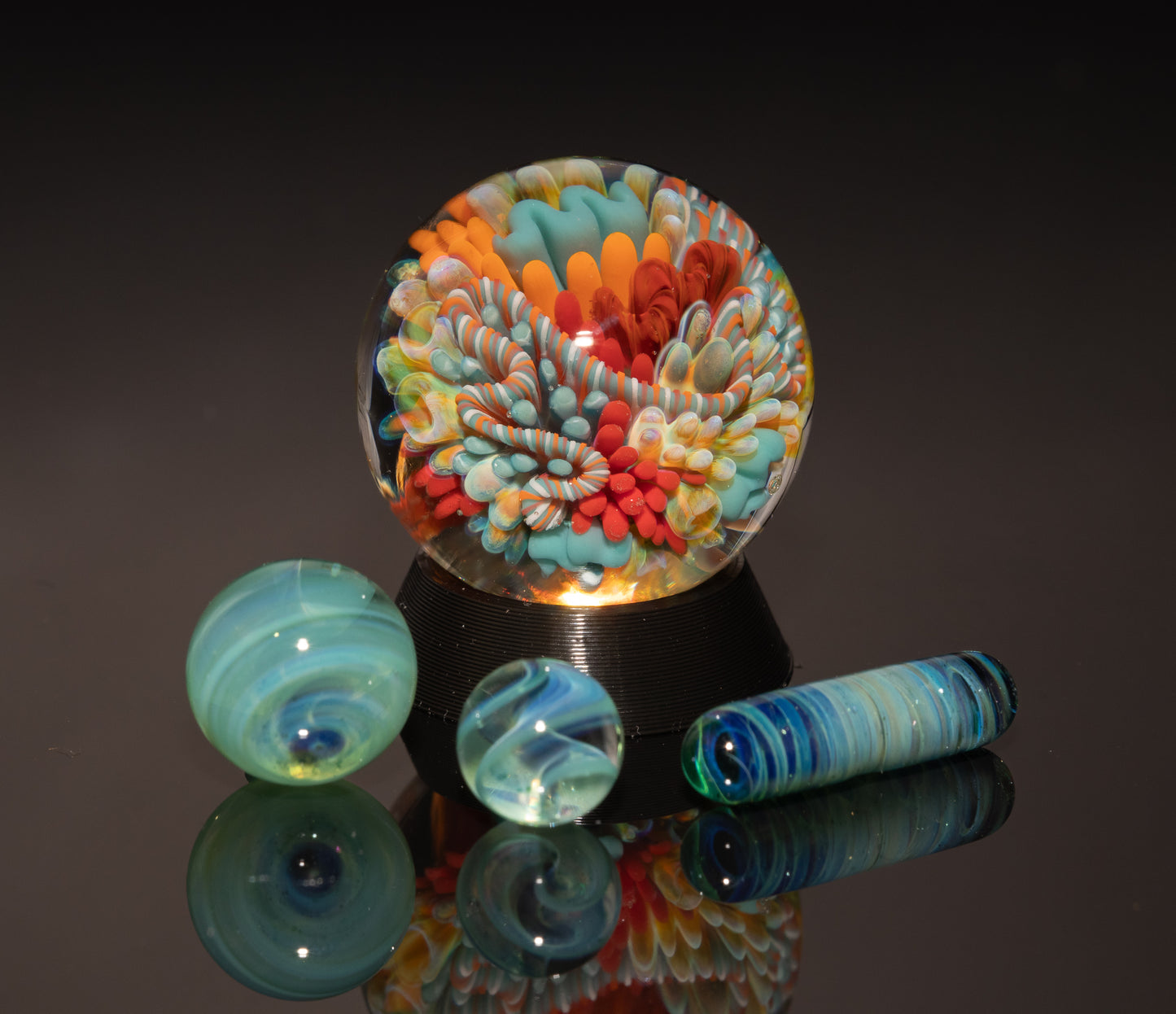 Ocean Current Glass Marble Set | Four Piece Handblown Borosilicate Art