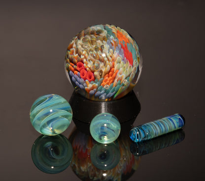 Undersea Inspired Glass Marble Set | 4-Piece Borosilicate Marble Collection