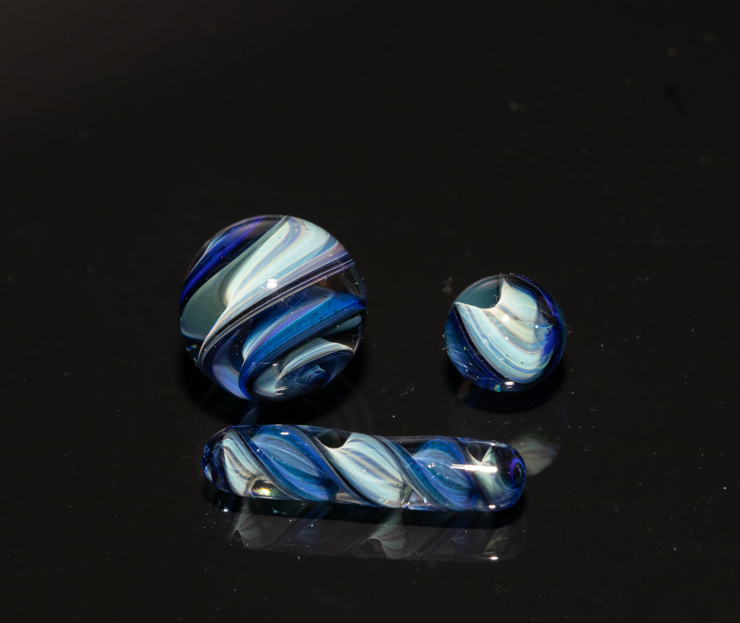 Handblown Ocean Glass Marble Set | Four Piece Coral Reef Borosilicate Art