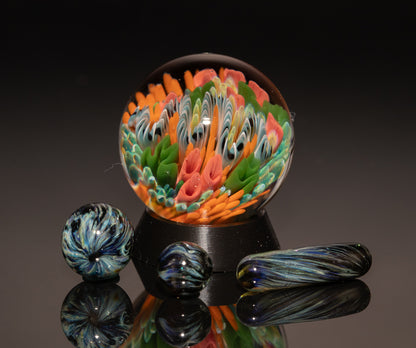 Ocean Floor Glass Marble Set | Four Piece Borosilicate Collection | Handblown Reef Art