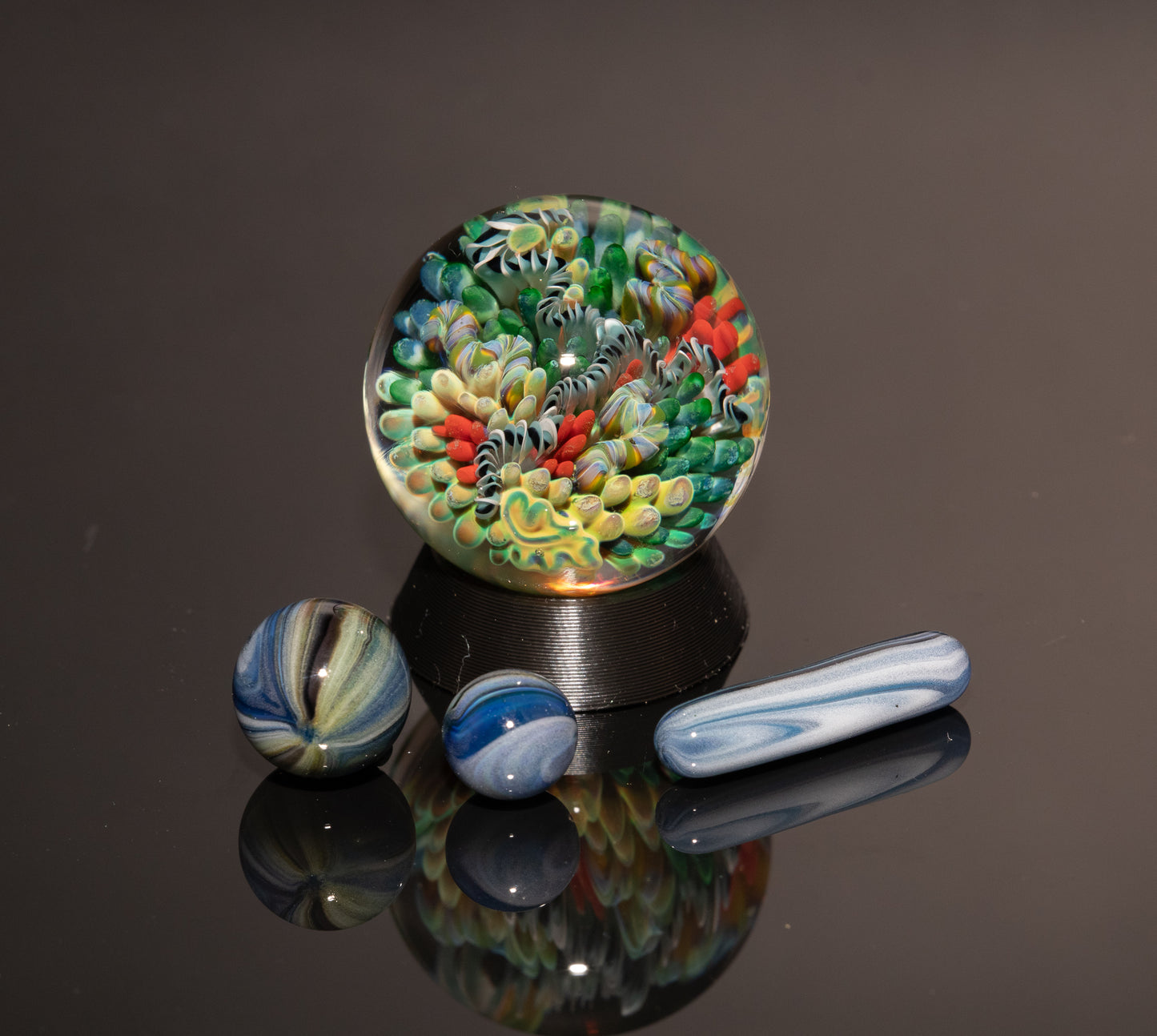 Deep Sea Glass Marble Set | 4-Piece Marble, Pearl & Pillar Collection | Borosilicate Art