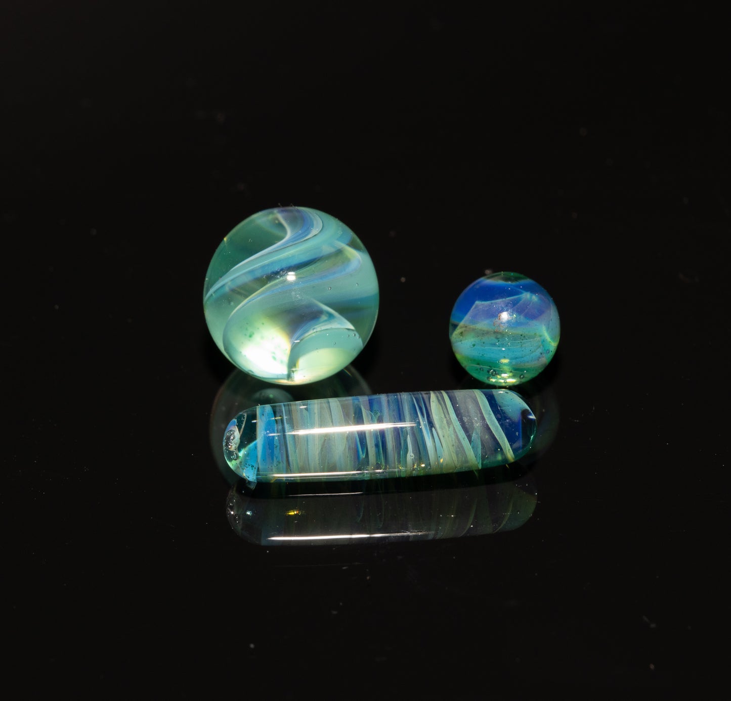Coral Reef Glass Marble Collection | 4-Piece Borosilicate Set | Handblown Ocean Art