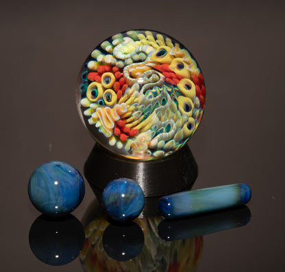 Coral Reef Marble Set | 4-Piece Handblown Glass Collection | Borosilicate Ocean Art