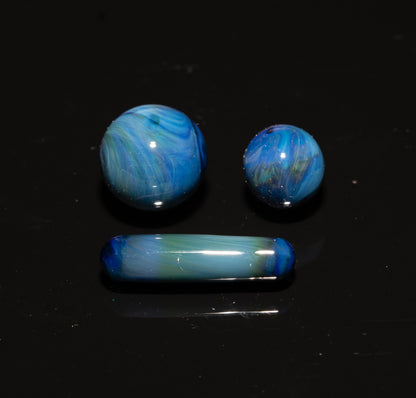 Coral Reef Marble Set | 4-Piece Handblown Glass Collection | Borosilicate Ocean Art
