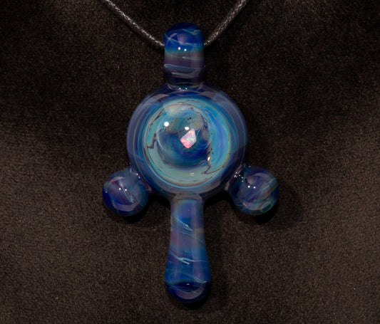 Silver Strike Opal Pendant | Handblown Glass Amulet Necklace | Iridescent Talisman Borosilicate Art