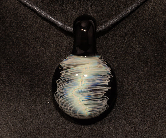 Silver Fumed Spiral Pendant | Tornado Twist Glass Necklace | Storm Chaser Artisan Jewelry | Handblown Borosilicate Art