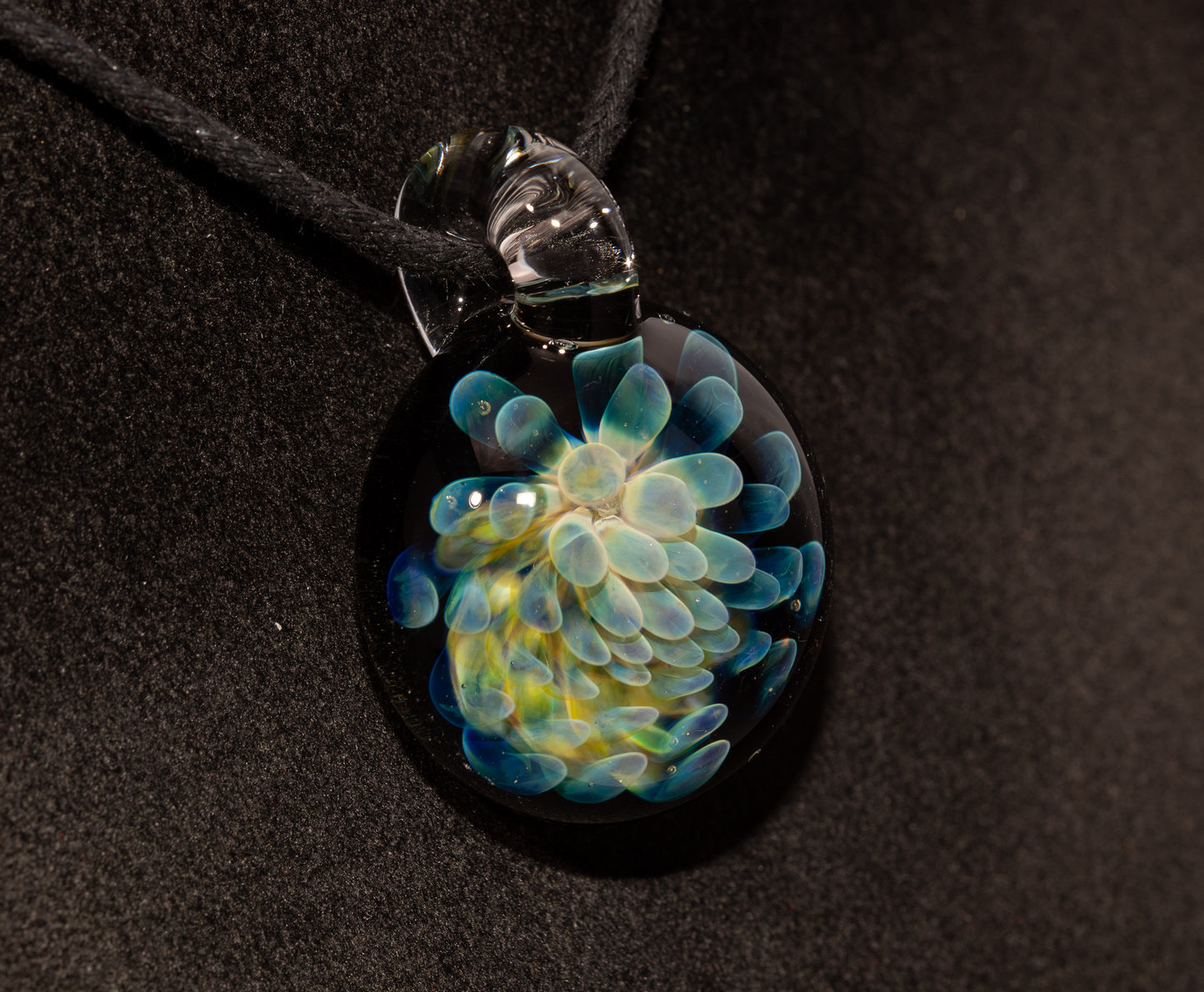 Galaxy Dot Implosion Pendant | Ocean-Inspired Glass Jewelry | Nebula Floral Necklace | Handblown Art Glass Gifts