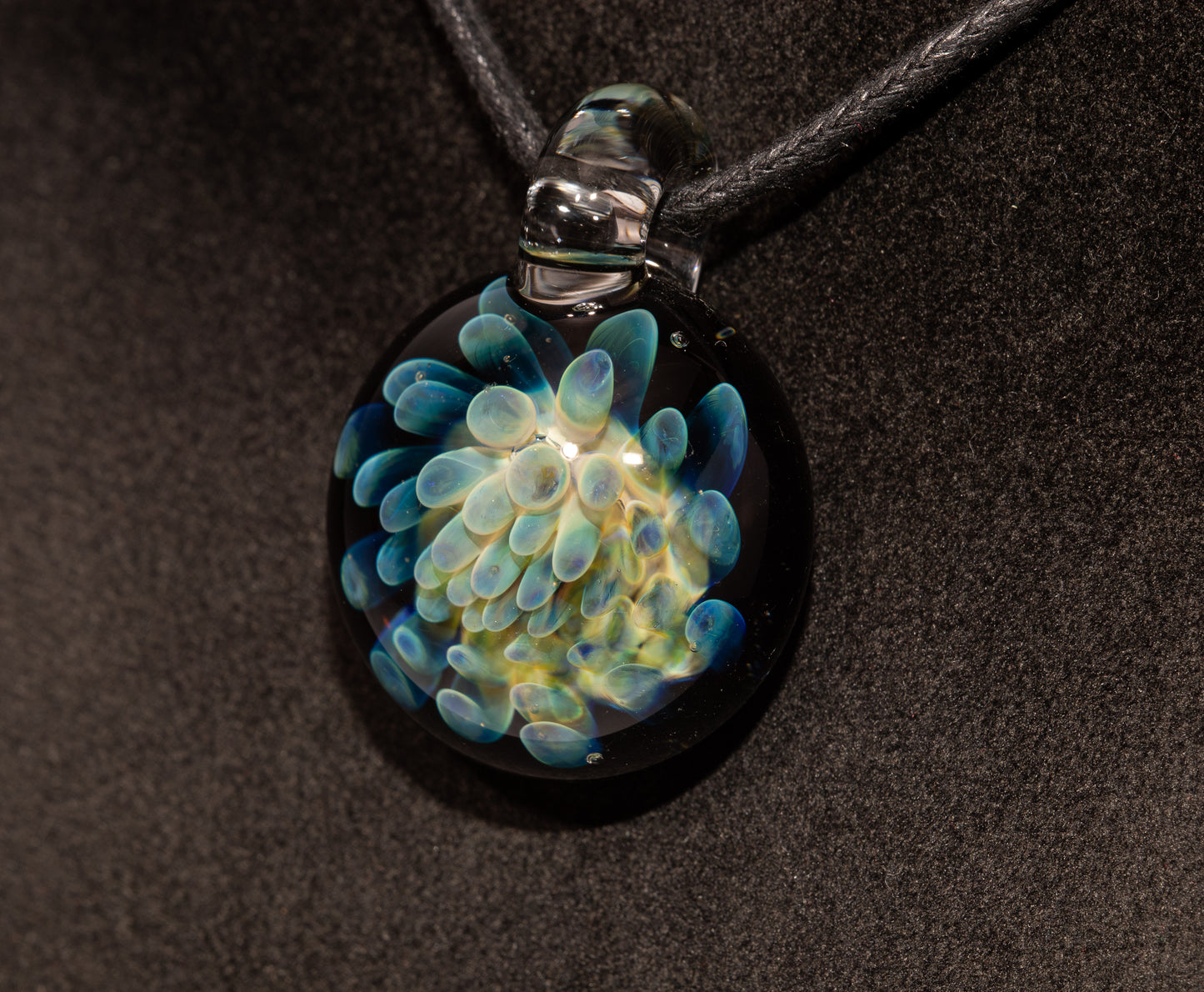 Galaxy Dot Implosion Pendant | Ocean-Inspired Glass Jewelry | Nebula Floral Necklace | Handblown Art Glass Gifts