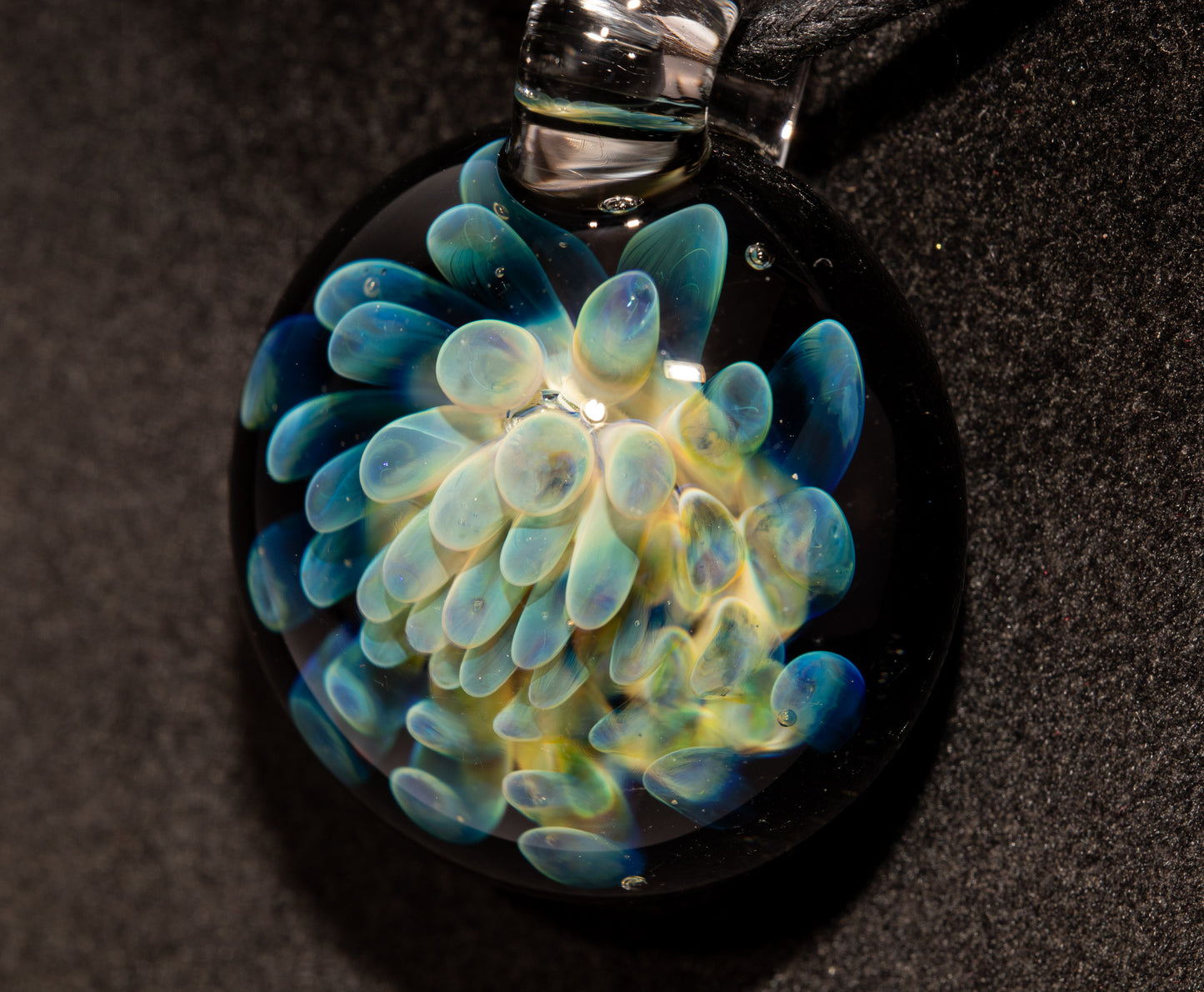 Galaxy Dot Implosion Pendant | Ocean-Inspired Glass Jewelry | Nebula Floral Necklace | Handblown Art Glass Gifts