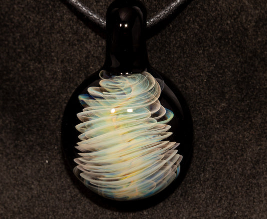 Twisted Silver Fume Pendant | Long Spiral Glass Necklace | Storm Chaser Handmade Glass Jewelry | Artisan Craft Design