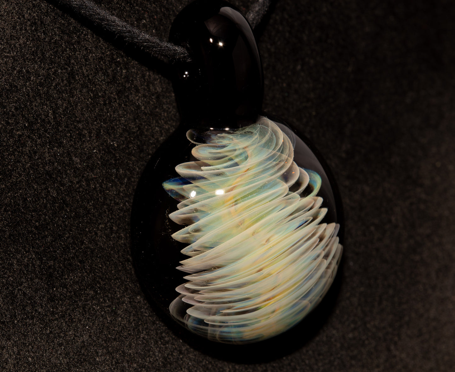 Twisted Silver Fume Pendant | Long Spiral Glass Necklace | Storm Chaser Handmade Glass Jewelry | Artisan Craft Design