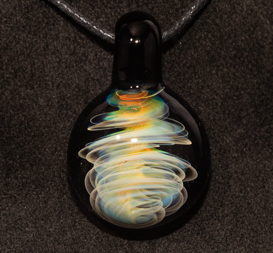 Tornado Twist Pendant | Silver Fumed Glass Necklace | Storm Chaser Borosilicate Jewelry | Handcrafted Artisan Pendant