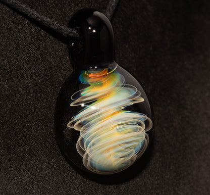 Tornado Twist Pendant | Silver Fumed Glass Necklace | Storm Chaser Borosilicate Jewelry | Handcrafted Artisan Pendant