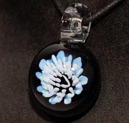 Dahlia Flower Glass Pendant Handmade Necklace Artisan Jewelry Collector Art Gift