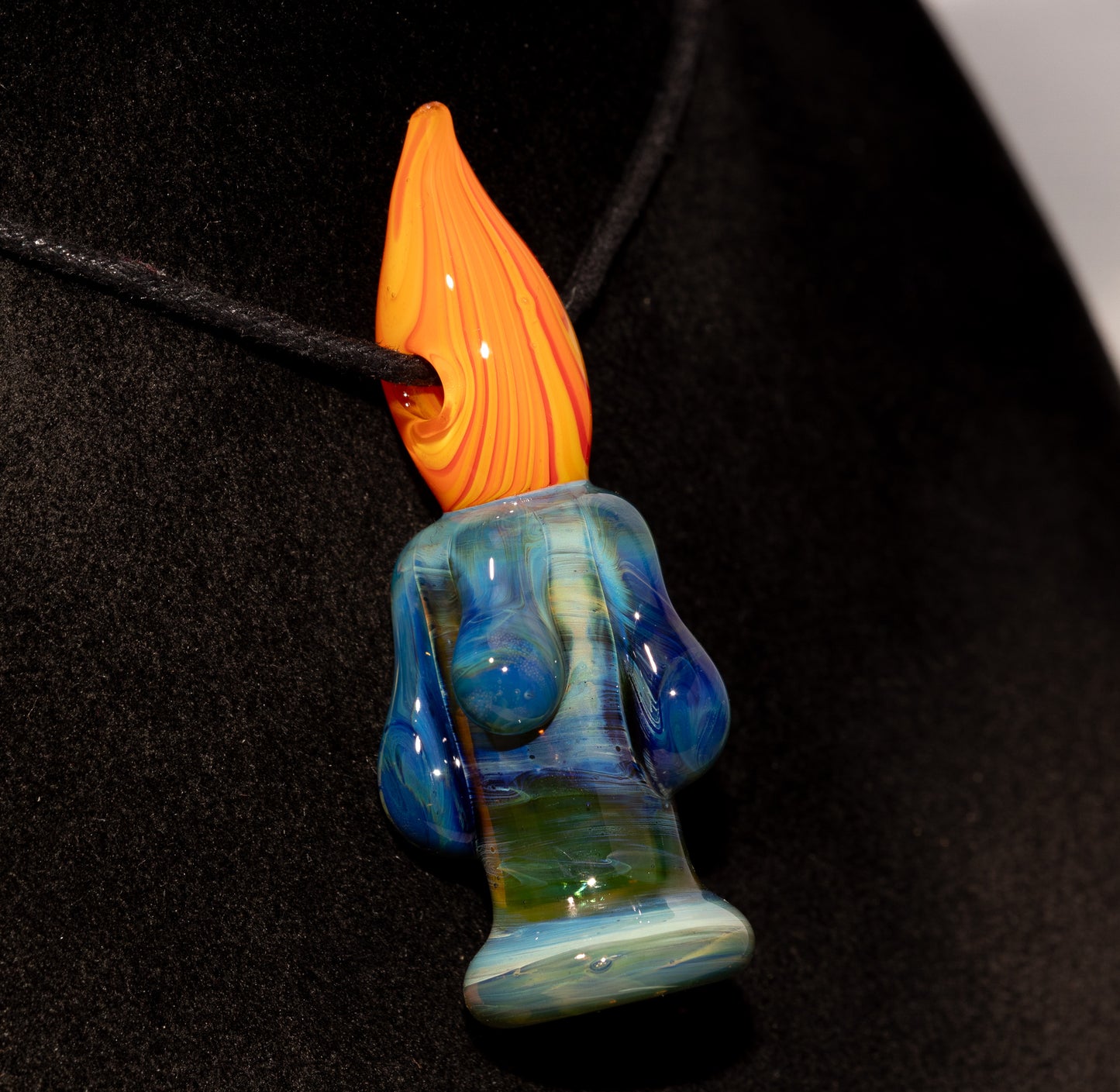 Flickering Flame Glass Pendant | Wax Drip Candle Necklace | Cozy Firelight Jewelry | Fall Season Gift Idea