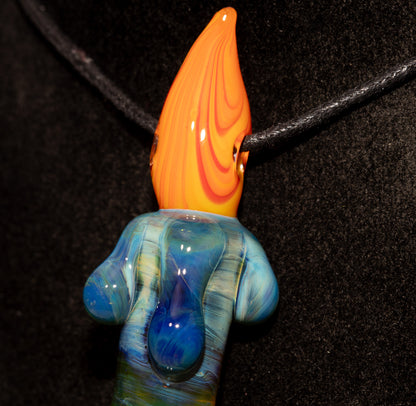 Flickering Flame Glass Pendant | Wax Drip Candle Necklace | Cozy Firelight Jewelry | Fall Season Gift Idea