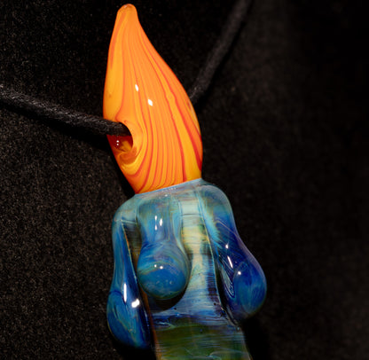 Flickering Flame Glass Pendant | Wax Drip Candle Necklace | Cozy Firelight Jewelry | Fall Season Gift Idea