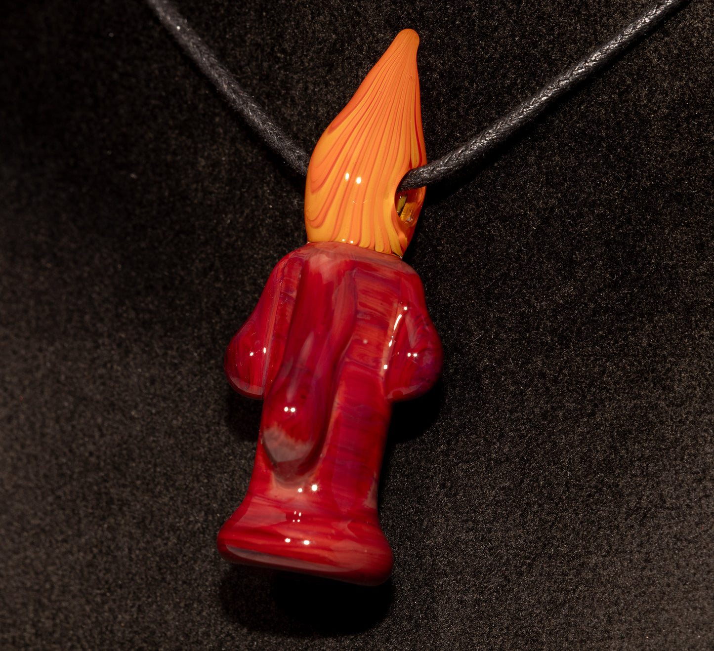 Amber Light Glass Pendant | Dripping Candle Flame Jewelry | Autumn Glow Necklace | Artisan Borosilicate Art