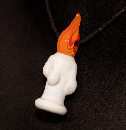 Harvest Glow Candle Pendant | Melting Wax Flame Necklace | Fall-Inspired Glass Jewelry | Cozy Handmade Gift