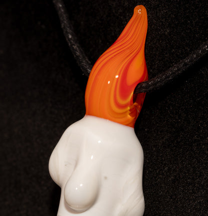 Harvest Glow Candle Pendant | Melting Wax Flame Necklace | Fall-Inspired Glass Jewelry | Cozy Handmade Gift