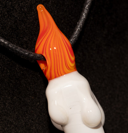 Harvest Glow Candle Pendant | Melting Wax Flame Necklace | Fall-Inspired Glass Jewelry | Cozy Handmade Gift